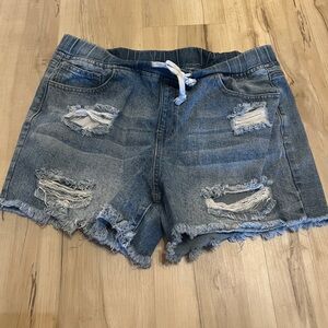 YMI denim shorts, XL, high rise, drawstring